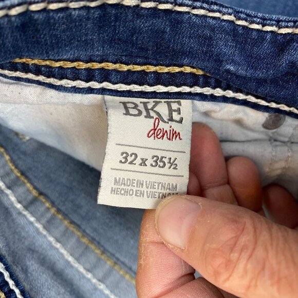 BKE Mens Jeans Size 32x35.5 Payton Classic Blue Distressed Cotton Blend - Picture 3 of 16